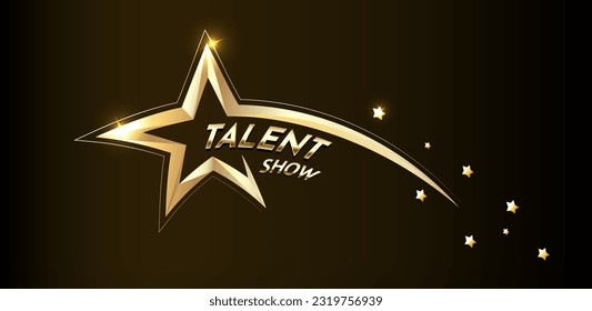 Golden talent show text in the star on a dark background. Event invitation poster. illustration - Powered by Shutterstock