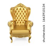 Golden Throne Chair Isolated. 3D rendering