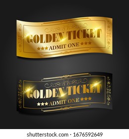 Golden Tickets Admit One Ticket Template Stock Illustration 1676592649 ...