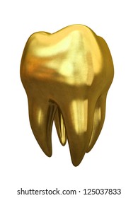 Golden Tooth Isolated On White Background Illustration