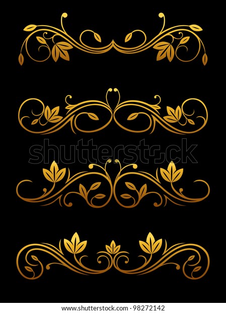 Golden vintage borders\
and dividers set for ornate and decorations. Vector version also\
available in\
gallery