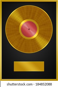 Golden Vinyl Record Label Frame 