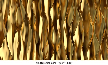 Golden wave background. Gold background. Gold texture. 3d render