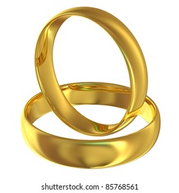 Golden Wedding Rings On Reflecting Table Stock Illustration 690241408
