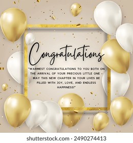 Golden and white,  balloons, Golden frame, congratulations, couple, baby, congratulating couple  - Powered by Shutterstock