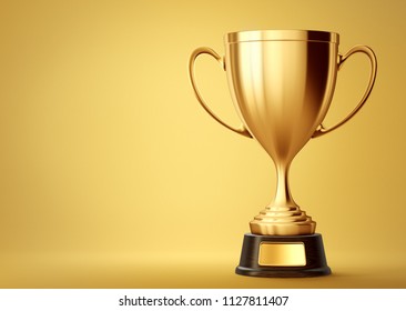 golden winner cup. big award isolated. 3d illustration