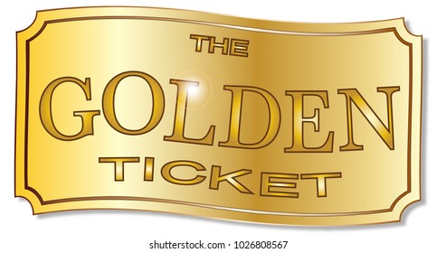 A Golden Winner Ticket Over A White Background