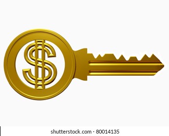 Golden Yale Key With Dollar Sign