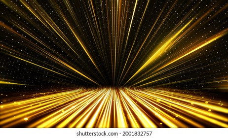 Golden Yellow Concentric Rays Glowing Lines Shimmer Awards Graphics Background Celebration Entertainment Light Template Frame Line Luxury Premium Corporate Abstract Design Template Banner Certificate