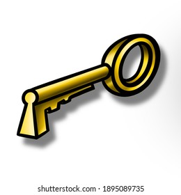 Golden Yellow Key Cartoon Object Logo Simple