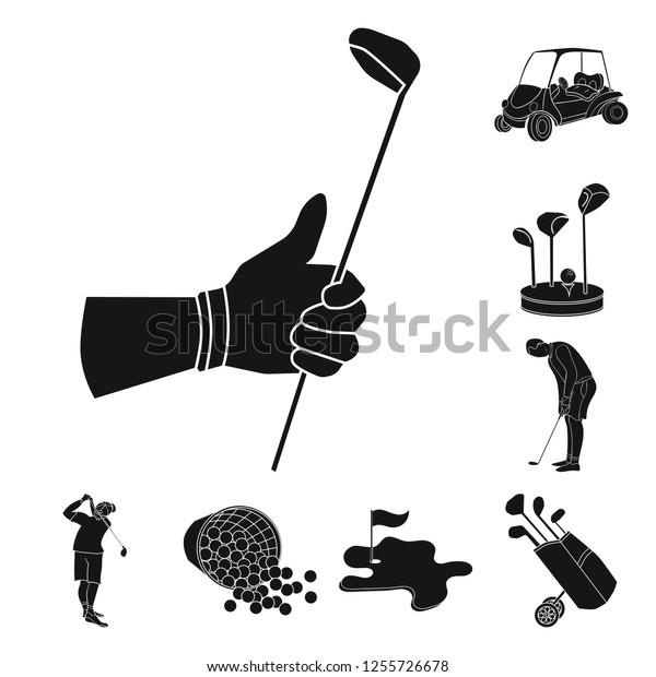 Golf\
and attributes black icons in set collection for design.Golf Club\
and equipment bitmap symbol stock web\
illustration.