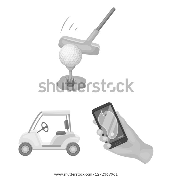 Golf and attributes monochrome icons in set\
collection for design.Golf Club and equipment bitmap symbol stock\
web illustration.