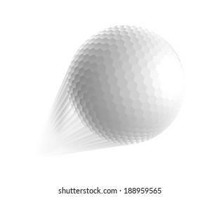 Golf Ball Is Flying In The Air.  Illustration