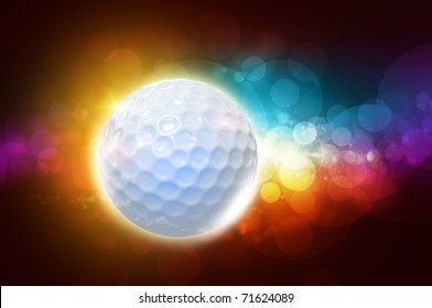 Golf Ball On The Color Glow Background