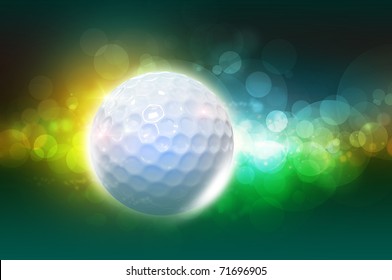 Golf Ball On The Color Green Glow Background