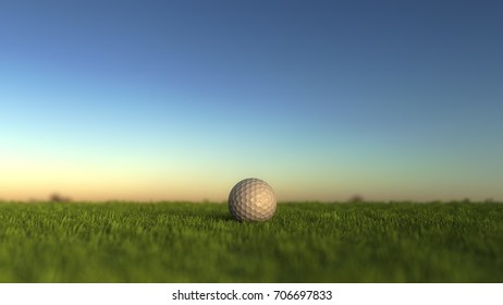 Golf ball on the grass, shallow focus. 3D rendering - Powered by Shutterstock