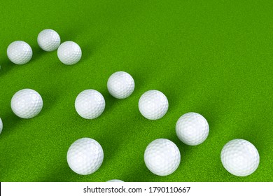 Golf Ball On Green Ground,big Tournament 2020 Background With Copy Space For Text Or Winner Score Board. Concept Image For Outdoor Sport, Competition Or Recreation, 3D Rendering.