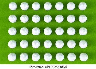 Golf Ball On Green Ground,big Tournament 2020 Background With Copy Space For Text Or Winner Score Board. Concept Image For Outdoor Sport, Competition Or Recreation, 3D Rendering.