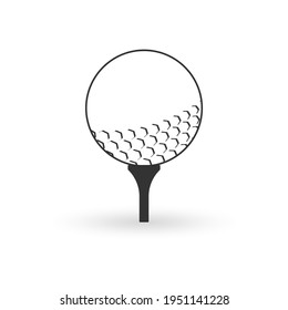 Golf Ball On Tee. Golfball Icon. 