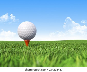 Golf Ball On Tee In Grass