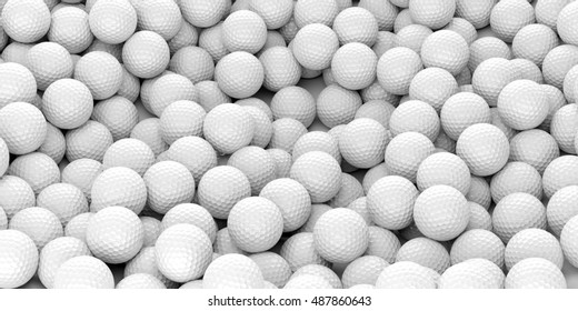 Golf balls full background, top view. 3d illystration