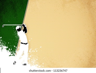 Golf club poster: Man golf swing poster background with space - Powered by Shutterstock