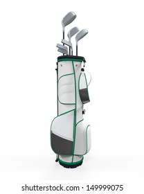 Golf Clubs And Bag Isolated