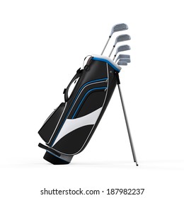 Golf Clubs And Bag Isolated