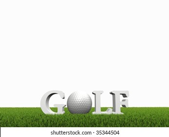 golf concept on green grass on white background - Powered by Shutterstock