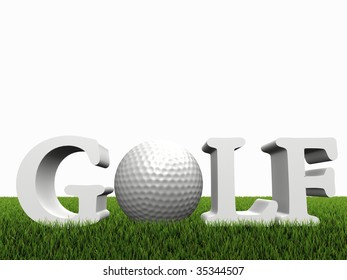 golf concept on green grass on white background - Powered by Shutterstock