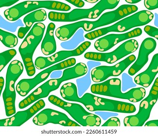 Golf course layout seamless pattern. Top view map color illustration