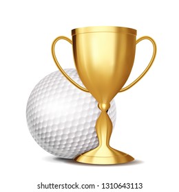 Golf Game Award. Golf Ball, Golden Cup. Modern Tournament. Design Element For Sport Promotion. Golf Ball. Golf Competition League Flyer. Layout Business Advertising Illustration - Powered by Shutterstock