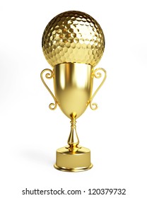 Golf Gold Cup On A White Background