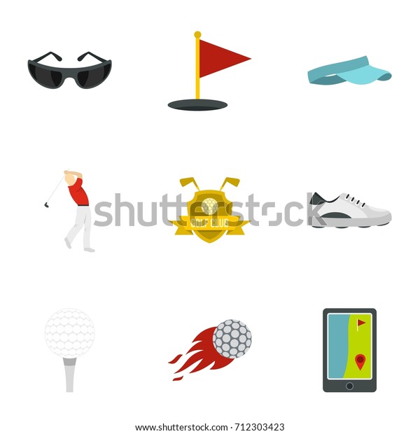 Golf icons set. Flat set of 9 golf  icons for
web isolated on white
background