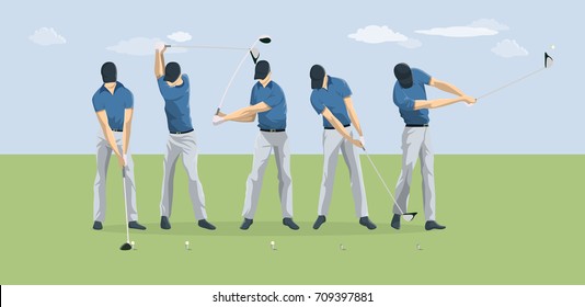 Golf player motions. Ste by step motion of ball kicking. - Powered by Shutterstock