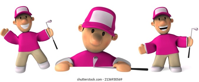 golfer male cartoon character design on white isolated background 3d rendering - Powered by Shutterstock