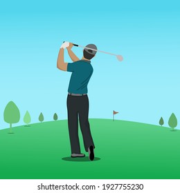 Golfers play golf on the course. Golf swing - Powered by Shutterstock