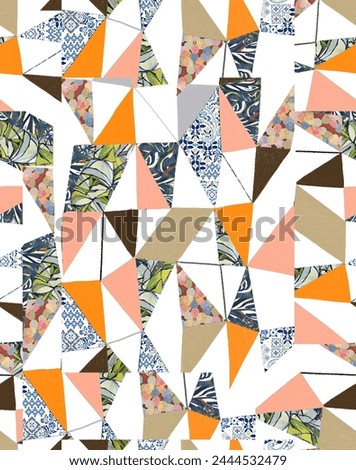 Gomatical triagl multi color  pattern fabric pirnt design 