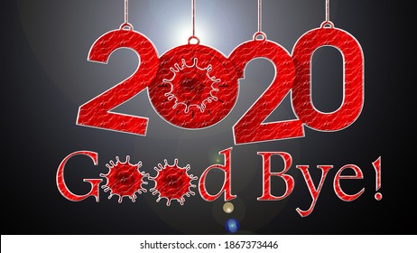 Good Bye 2020 With Corona Virus With Red Background. 