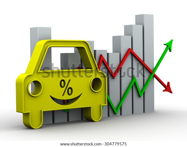 Good car loan. Graph\
changes in interest on car loans and pleased symbolic car.\
Financial concept