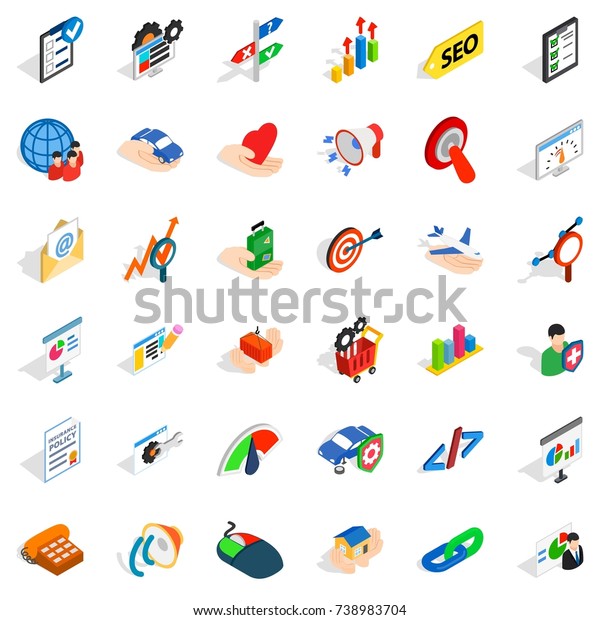 Good career icons set.\
Isometric style of 36 good career  icons for web isolated on white\
background