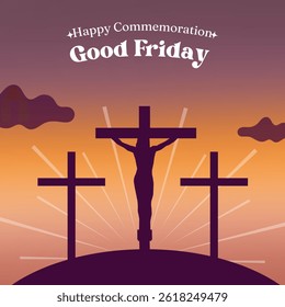 Good Friday Vector Poster Background Illustration with silhouette Jesus Christ and Cross