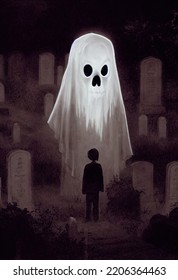 Good Halloween ghost    3D illustration