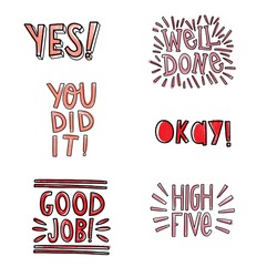 Good Job Hand Lettering Set - Pink And Red Outlines