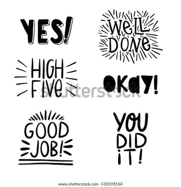 Good Job Hand Lettering Set Black のイラスト素材