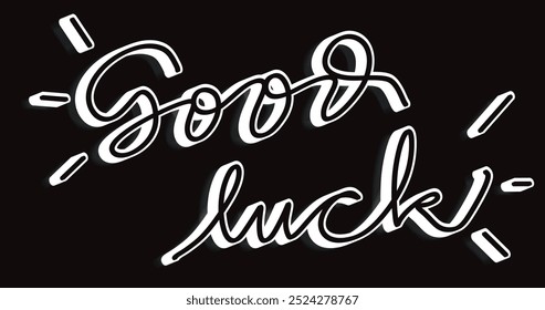 Good Luck Handwritten Text 3D Illustration: Perfect for Positive Wishes, Greeting Cards, Website, Quotes, Inspirational Messages, and Creative Designs to Spread Joy and Encouragement in Every Occasion - Powered by Shutterstock