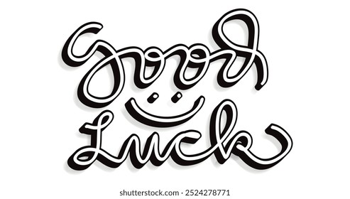 Good Luck Handwritten Text 3D Illustration: Perfect for Positive Wishes, Greeting Cards, Website, Quotes, Inspirational Messages, and Creative Designs to Spread Joy and Encouragement in Every Occasion - Powered by Shutterstock