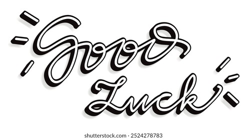 Good Luck Handwritten Text 3D Illustration: Perfect for Positive Wishes, Greeting Cards, Website, Quotes, Inspirational Messages, and Creative Designs to Spread Joy and Encouragement in Every Occasion - Powered by Shutterstock