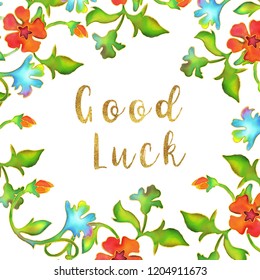 Good Luck Illustration Floral Wreath Flowers Stock Illustration ...