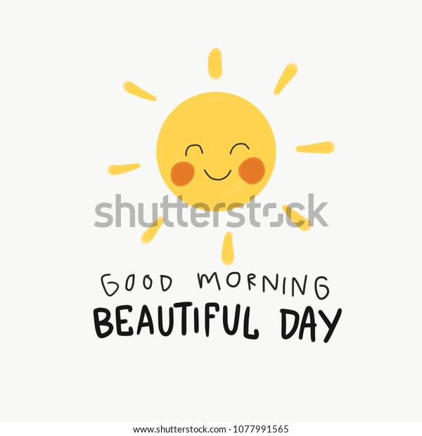 おはよう 美しい日の言葉とかわいい笑顔の日の絵のイラスト のイラスト素材